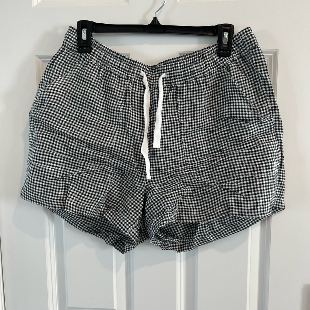 Quince Black and White Gingham Shorts